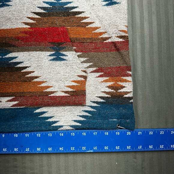 Women's Southwestern Aztec Print Quarter-Zip Hoodie with Front Pocket - Picture 7 of 11